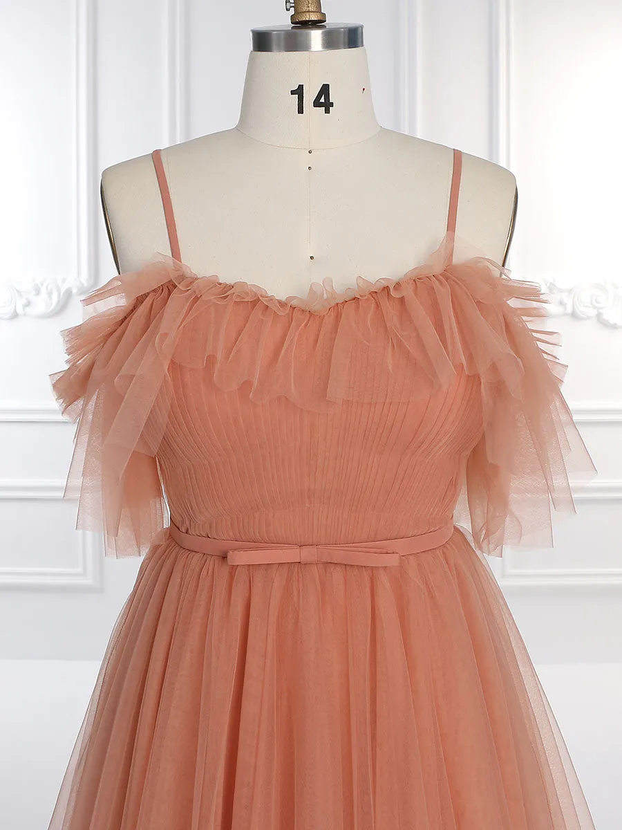 Elegant Long Tulle Evening Dresses Photo Shoot Dress Colored Wedding Guest Dresses YEWEN YW231081