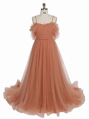 Elegant Long Tulle Evening Dresses Photo Shoot Dress Colored Wedding Guest Dresses YEWEN YW231081