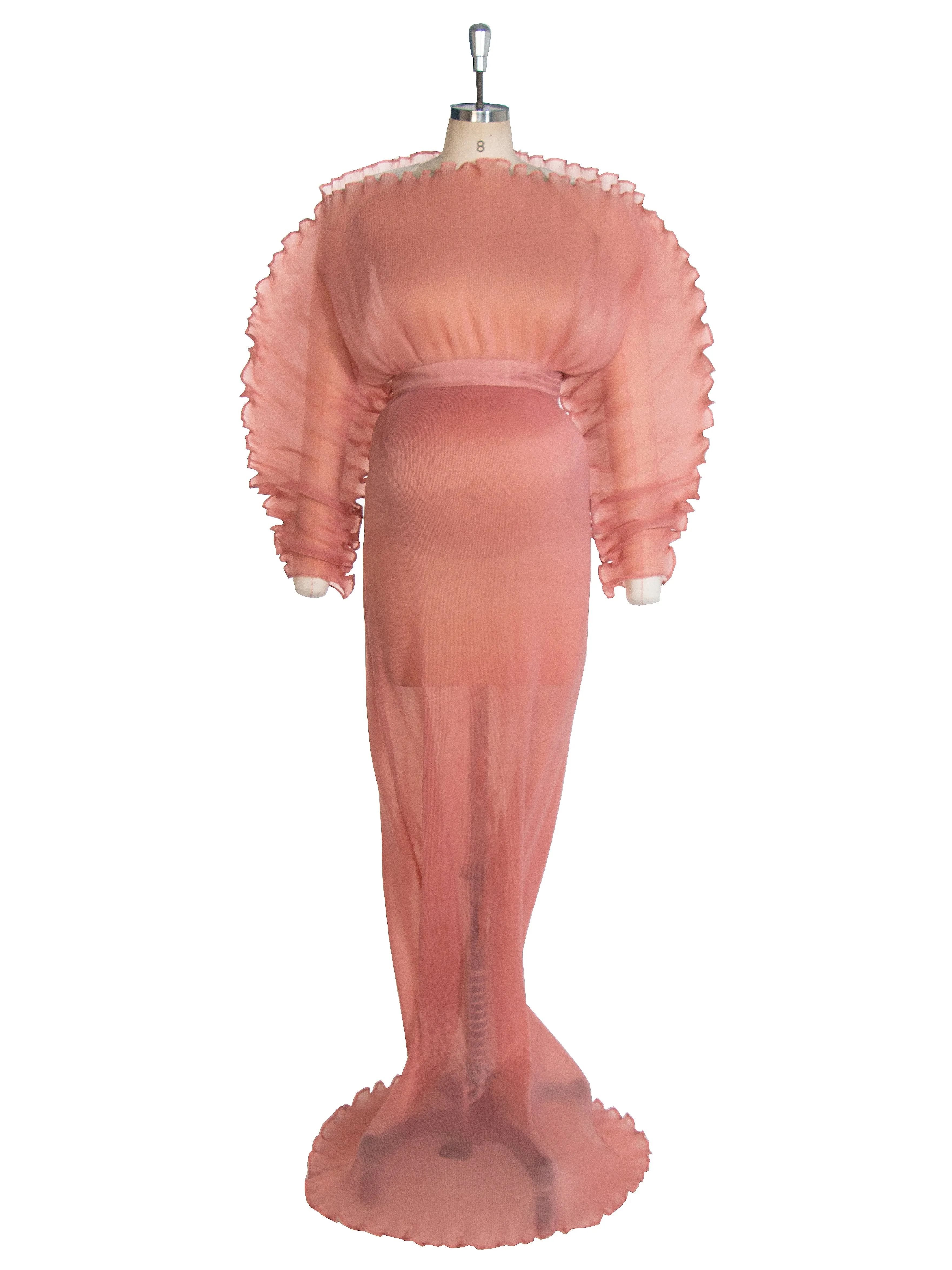 Elegant Pleated Maternity Gown Pregnancy Photoshoot Dress Photosession Outfit YW243144