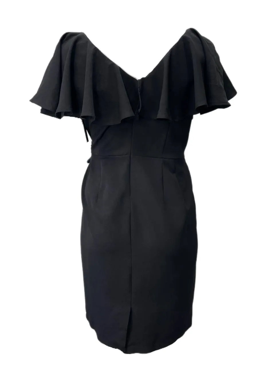 ELOQUII Women's Plus Black Ruffle Dress Size 16 NWT