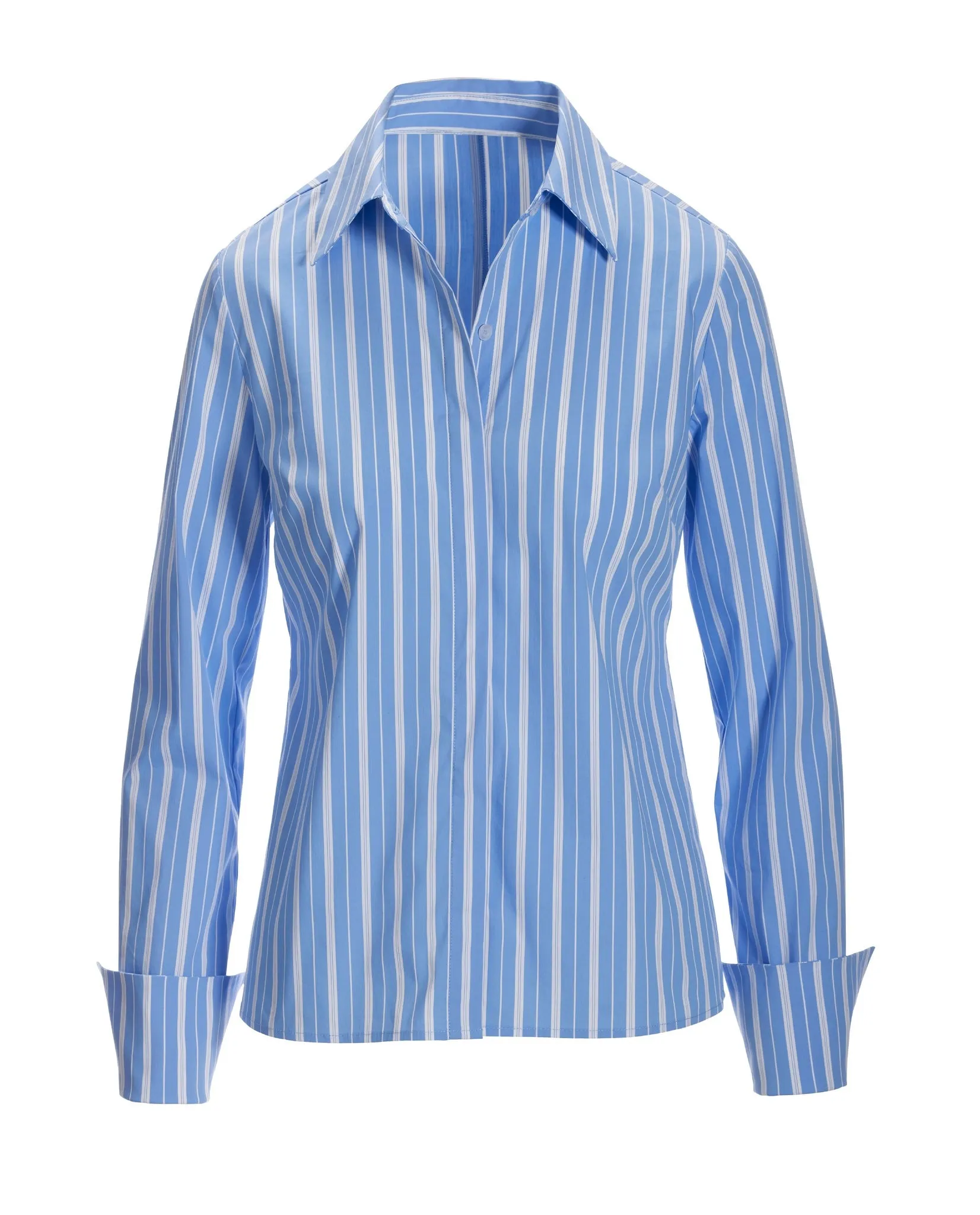 Essential Stripe Sophia Button Up Poplin Shirt Blue/White