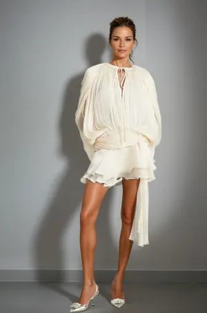 Eugénie - Fully-Pleated Ruffled Mini Dress for Woman