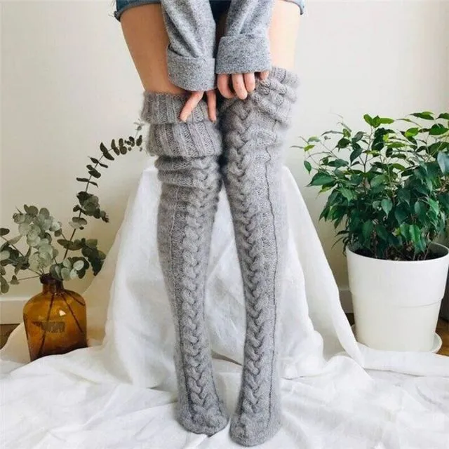 Extra Long Knitted Socks - Fashionable and Warm Long Socks for Women