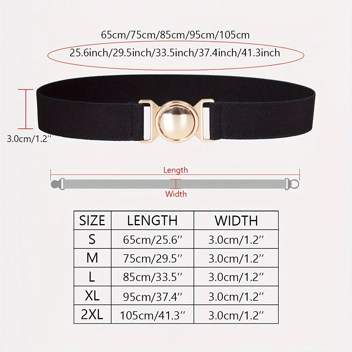 Fashionable Women's Belt 1 2 Inch Wide Round Buckle Ins Style Jeans Dress Belt