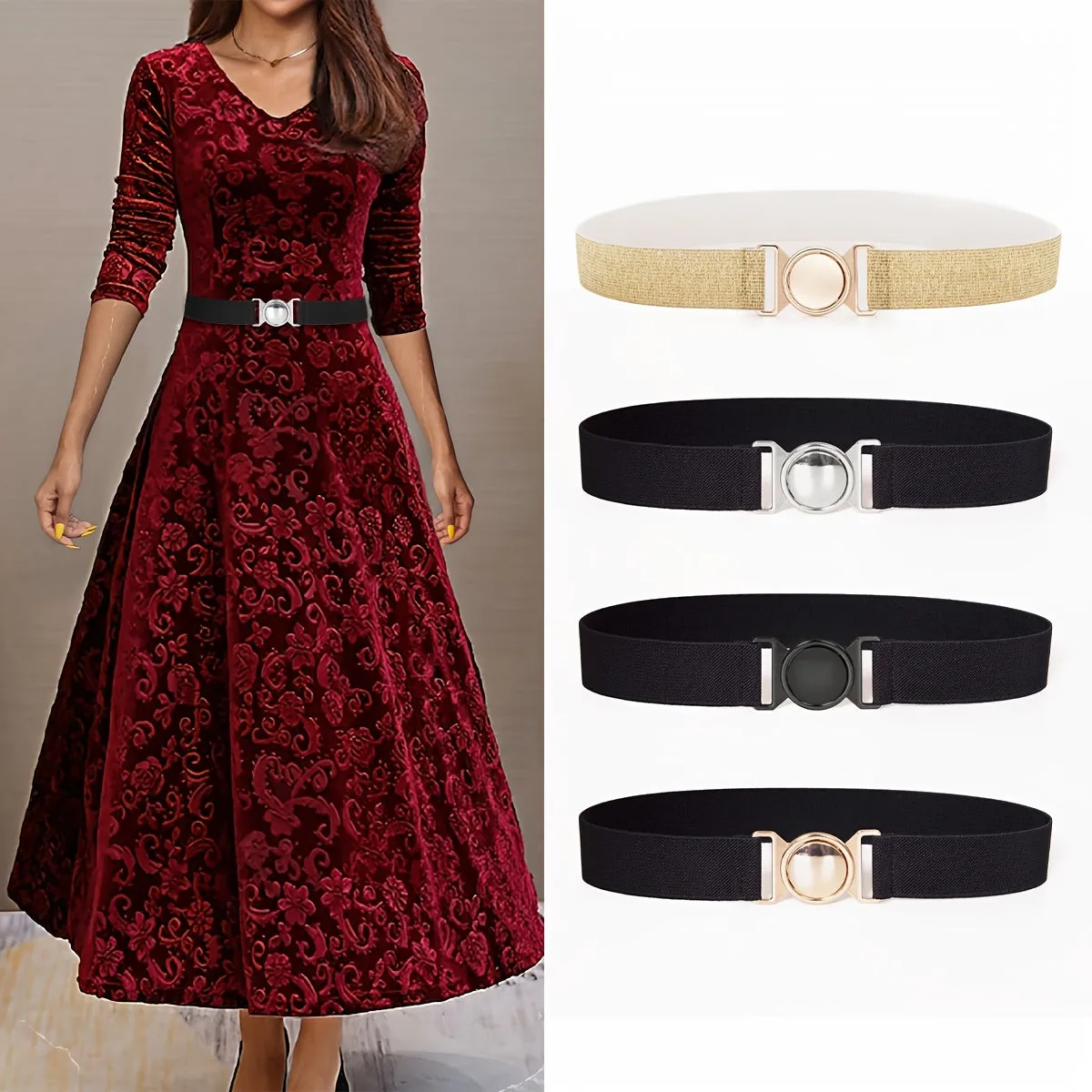 Fashionable Women's Belt 1 2 Inch Wide Round Buckle Ins Style Jeans Dress Belt