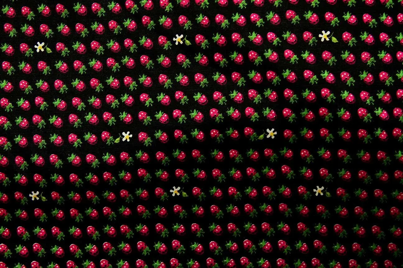 FB: Strawberry Sunflower Black Patchwork / Craft Fabric