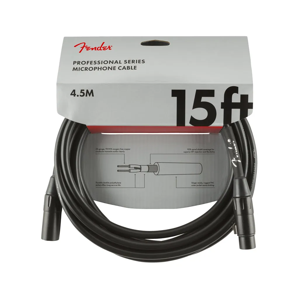 Fender Professional Series Microphone Cable, 15ft, Black