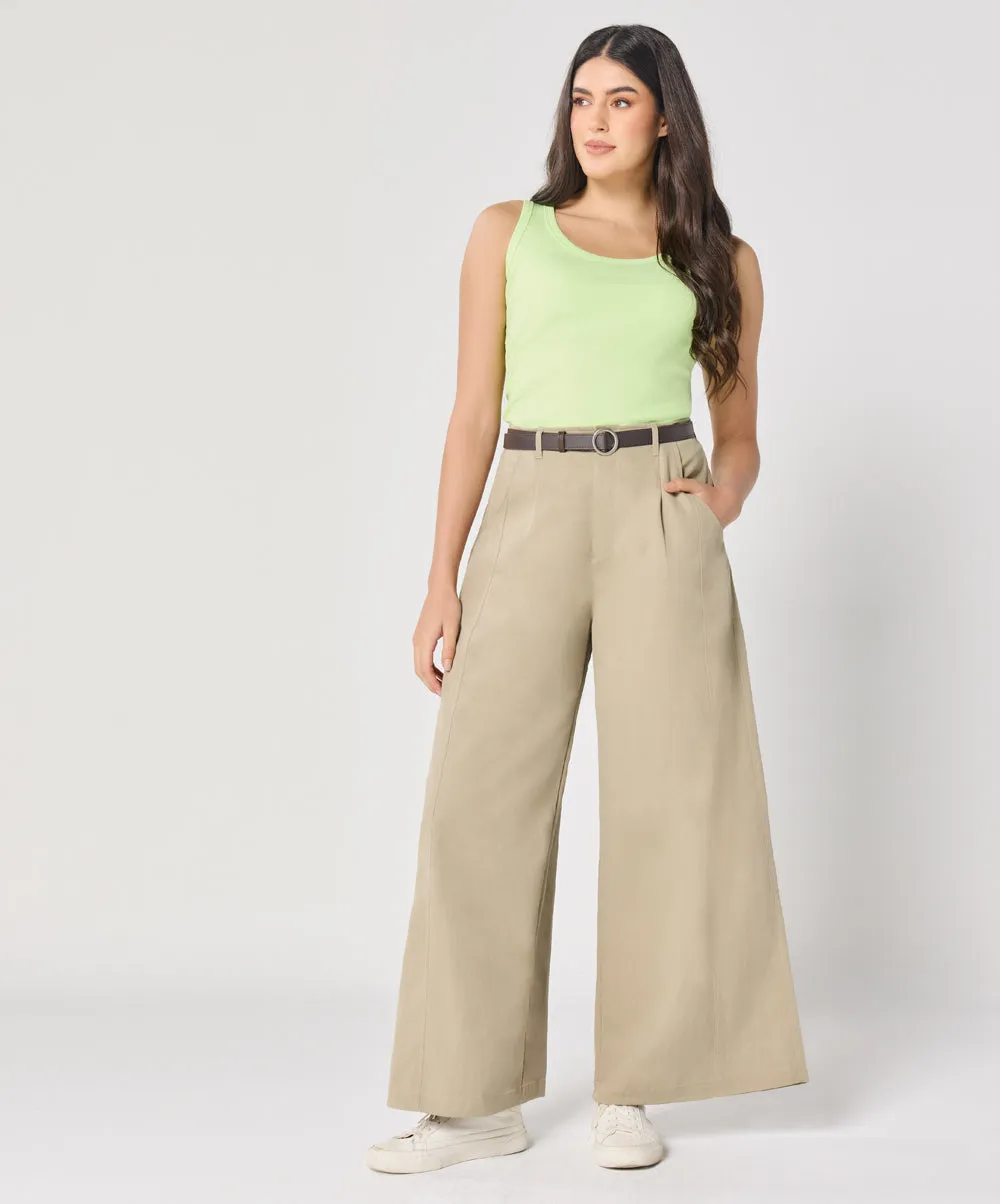 Flare Dark Beige Twill Pant