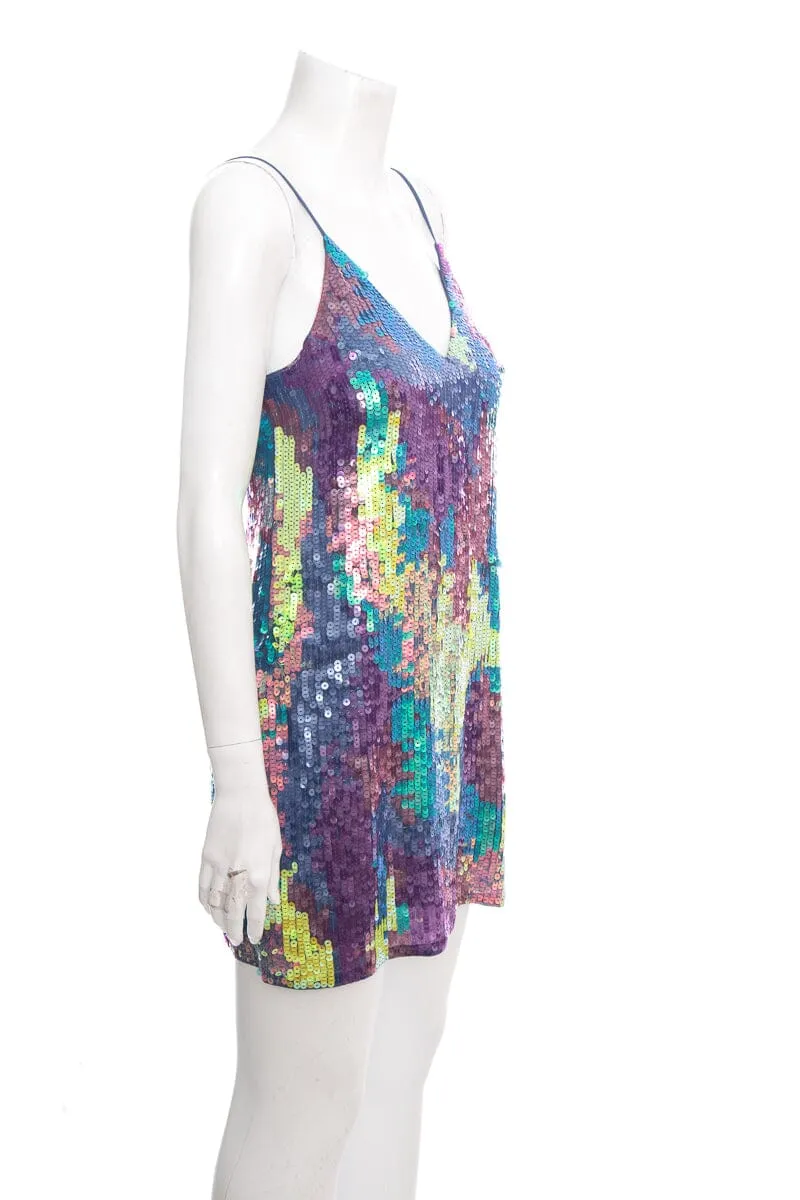 Fleur Du Mal Blue and Purple Sequin Sleeveless Dress SZ 0 NWT