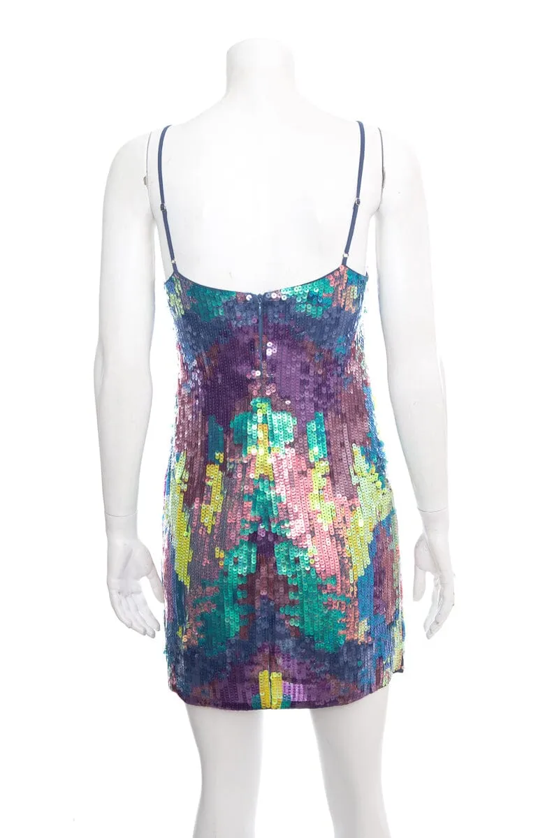 Fleur Du Mal Blue and Purple Sequin Sleeveless Dress SZ 0 NWT