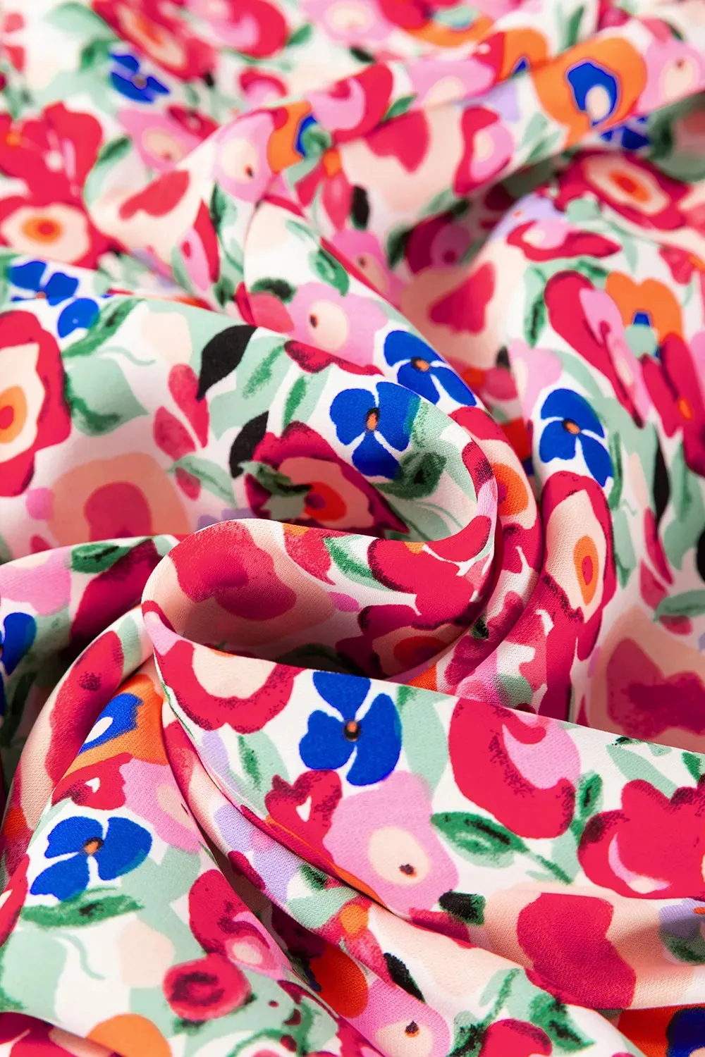 Floral Half Sleeve Deep V Neck Cutout Back Maxi Dress