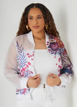 Floral Print Bomber Jacket