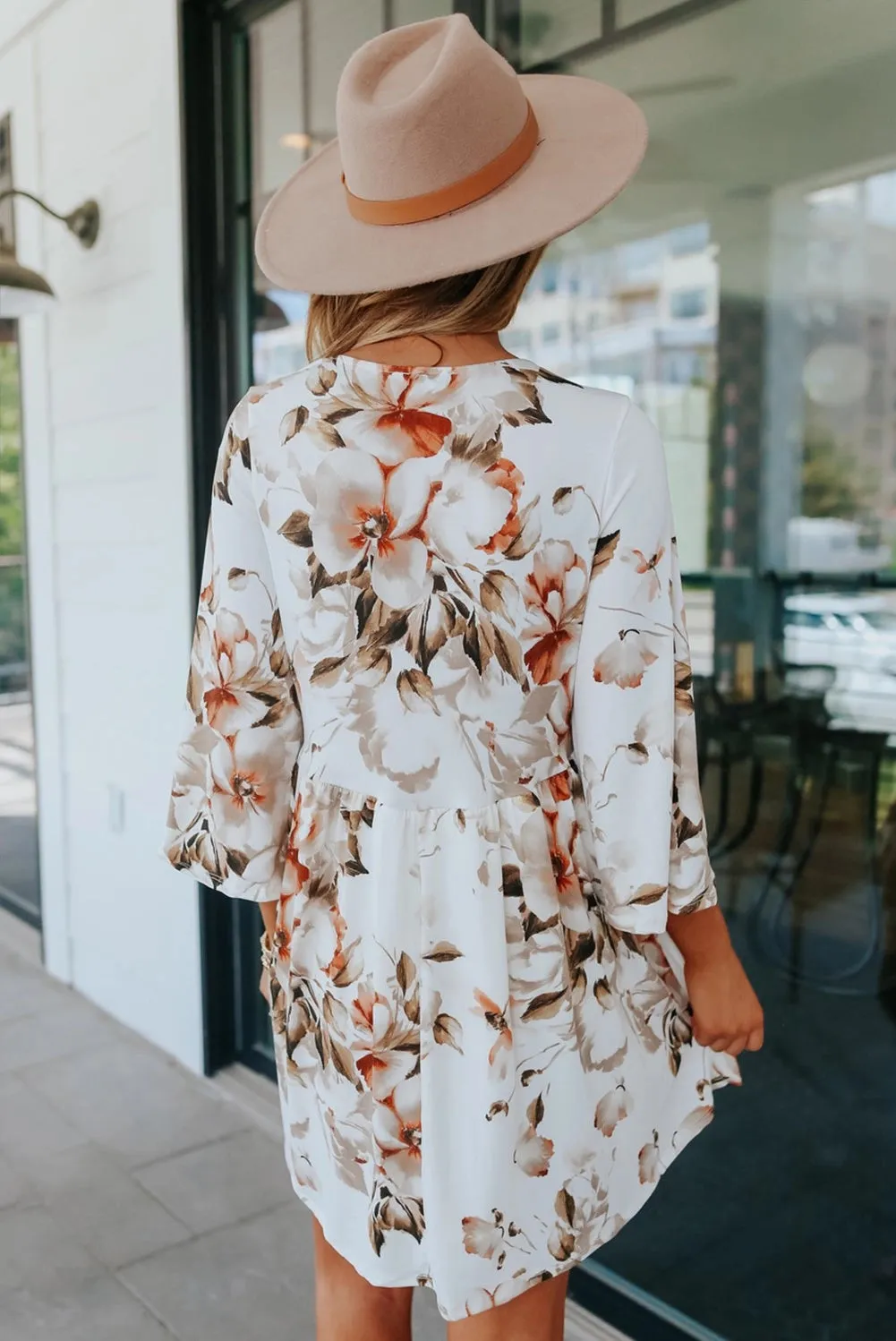Floral V Neck Dress