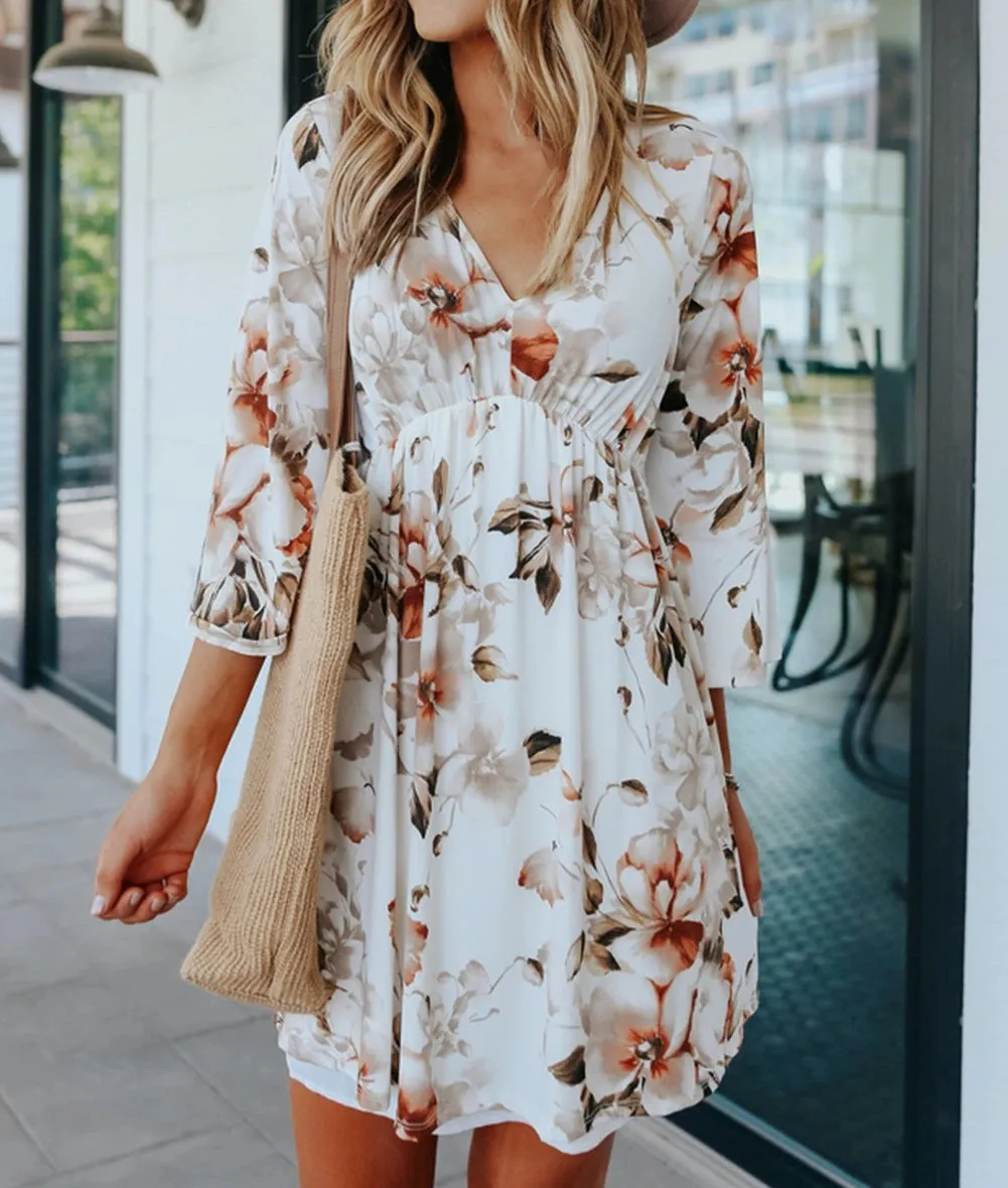 Floral V Neck Dress