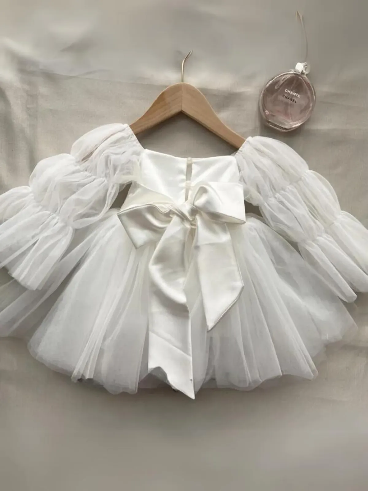Fluff and Tulle Puff Sleeve Communion Dress