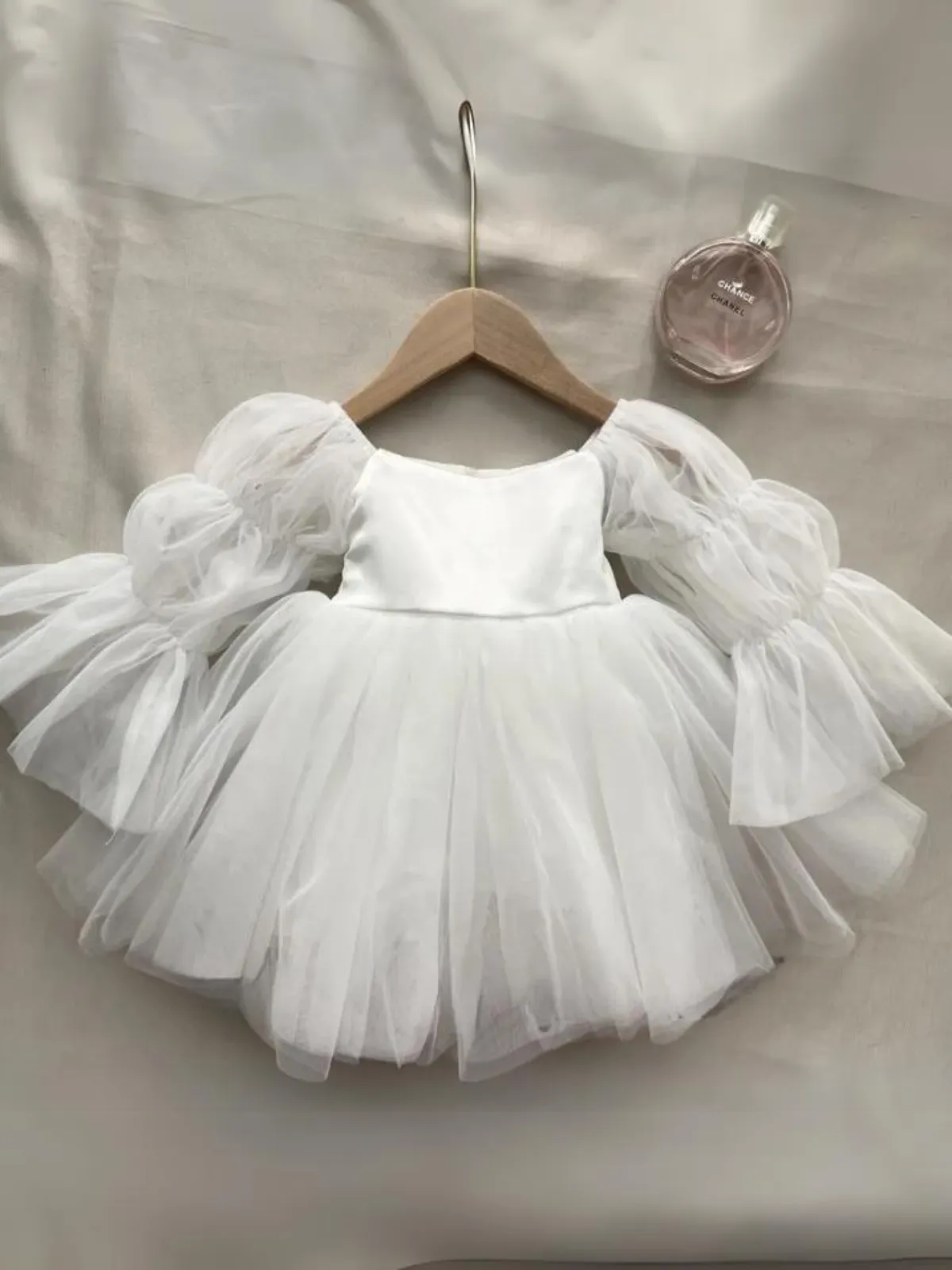 Fluff and Tulle Puff Sleeve Communion Dress