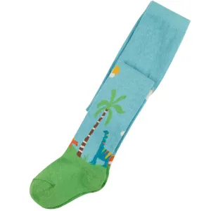 Frugi Little Norah Tights - Blue Skies Dino