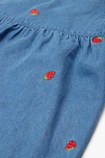 Frugi Willa Dress - Denim/Strawberry