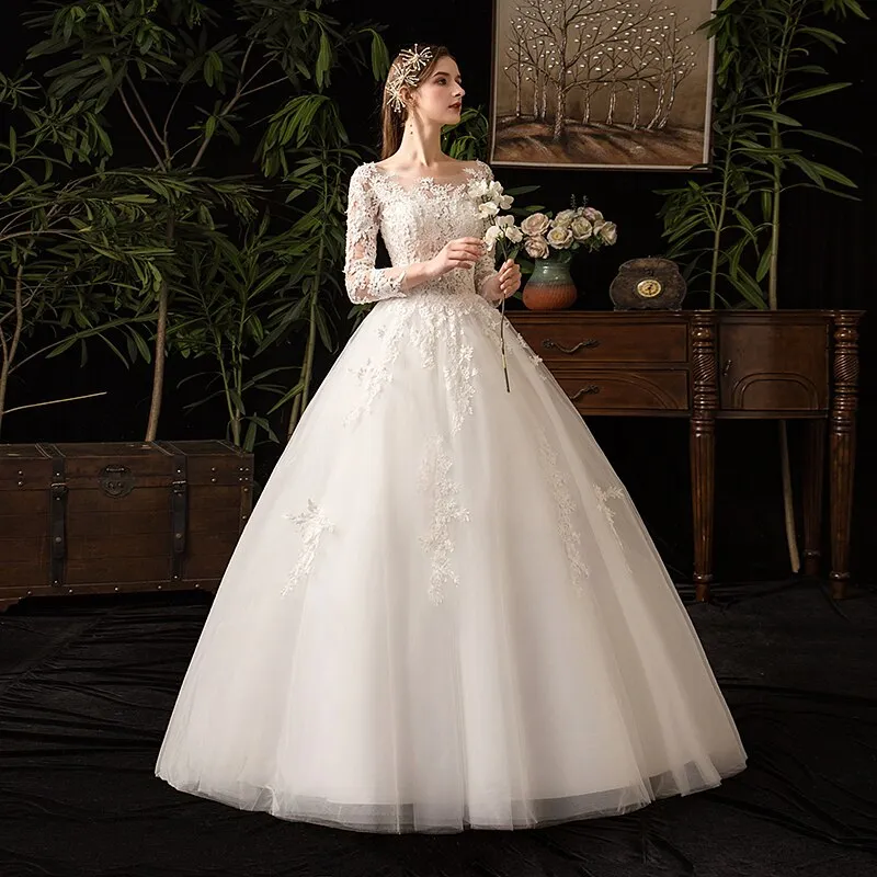 Full Sleeve Wedding Dresses Ball Gown Wedding Gowns