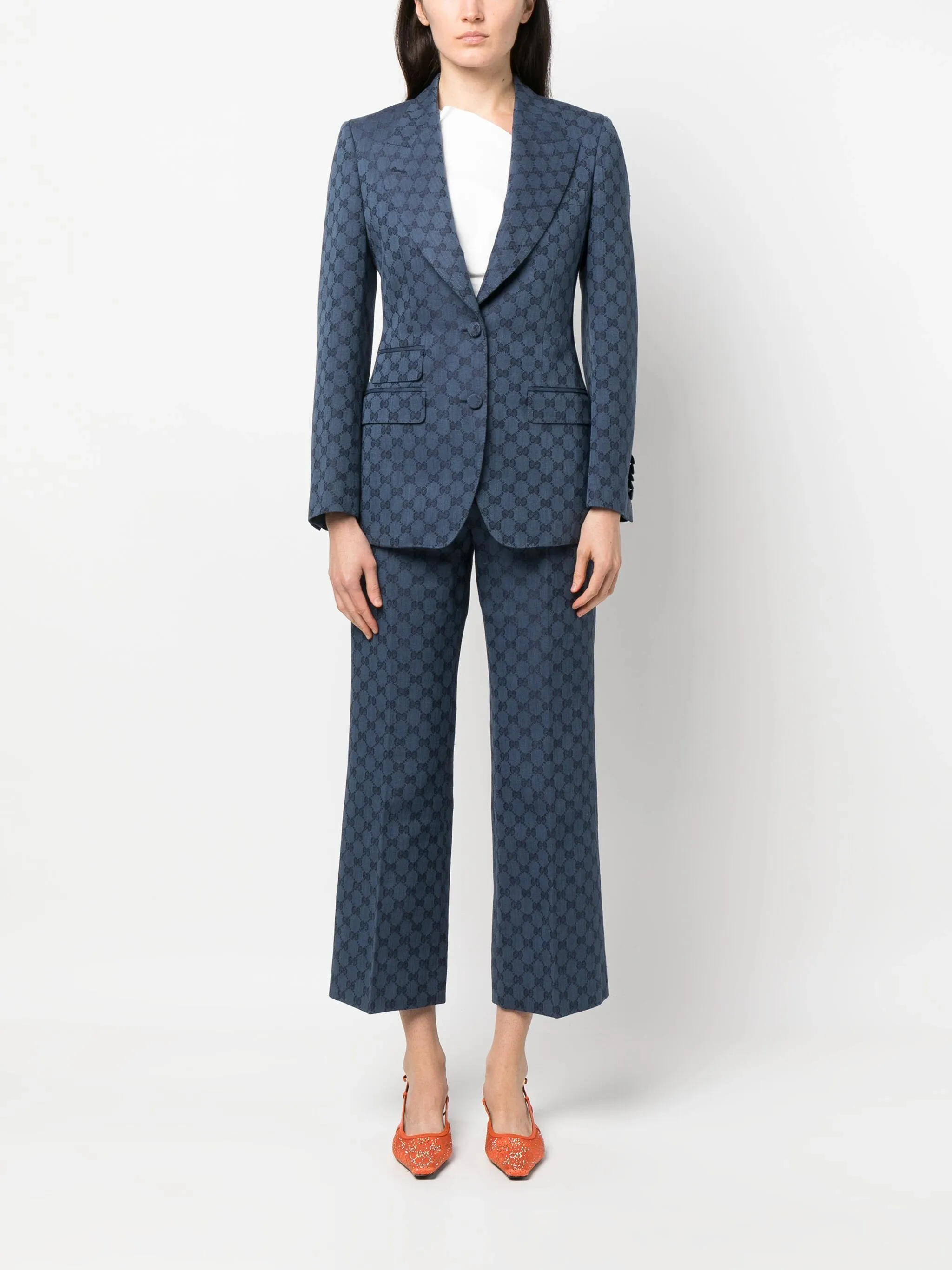 GG Logo-Jacquard Single-Breast Blazer