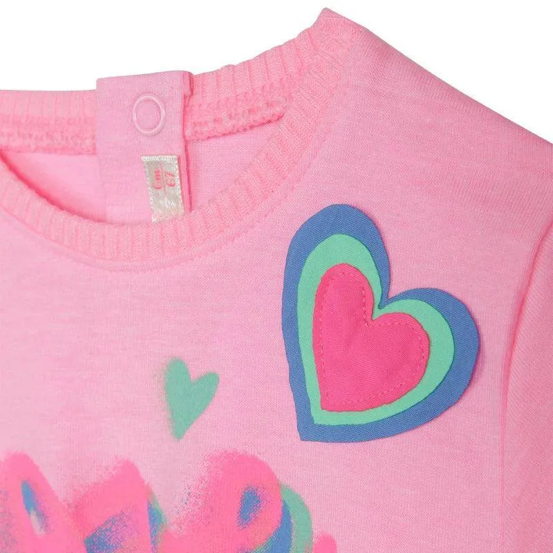 Girls Pink Love Graffiti Print Dress