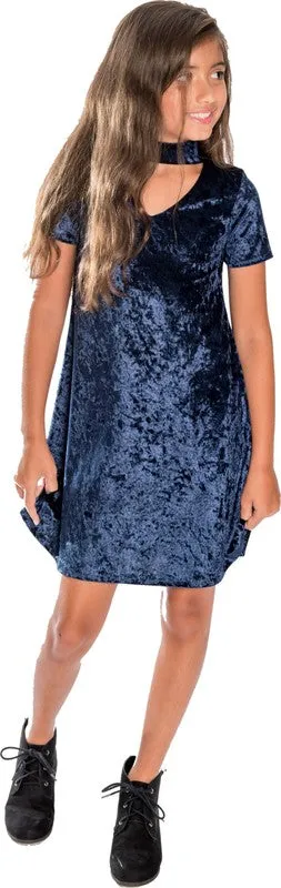 Girls Velvet Choker Dress