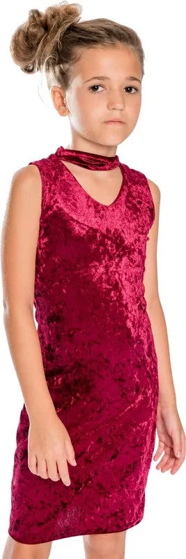 Girls Velvet Choker Dress