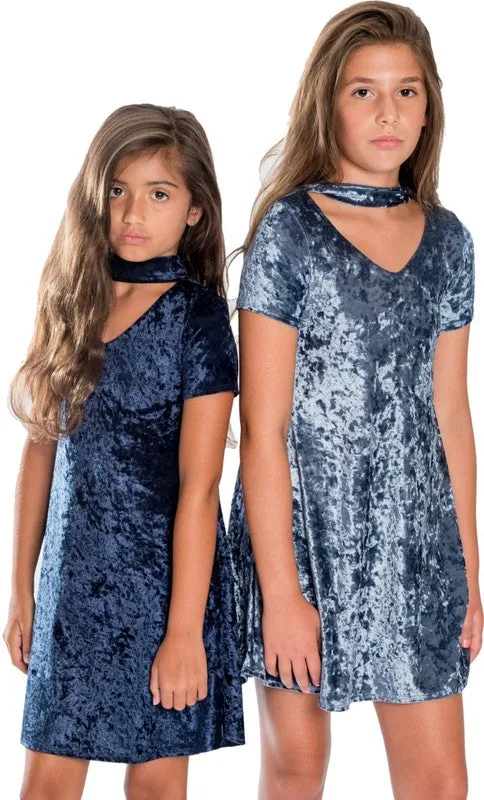 Girls Velvet Choker Dress
