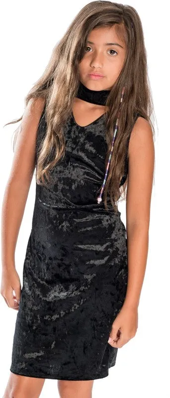 Girls Velvet Choker Dress