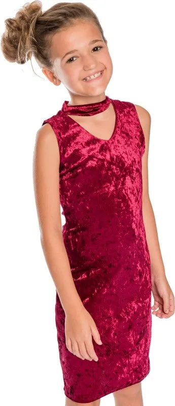 Girls Velvet Choker Dress