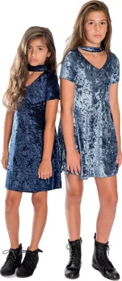 Girls Velvet Choker Dress