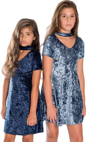 Girls Velvet Choker Dress