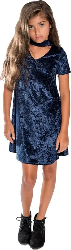 Girls Velvet Choker Dress