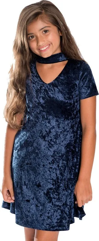 Girls Velvet Choker Dress