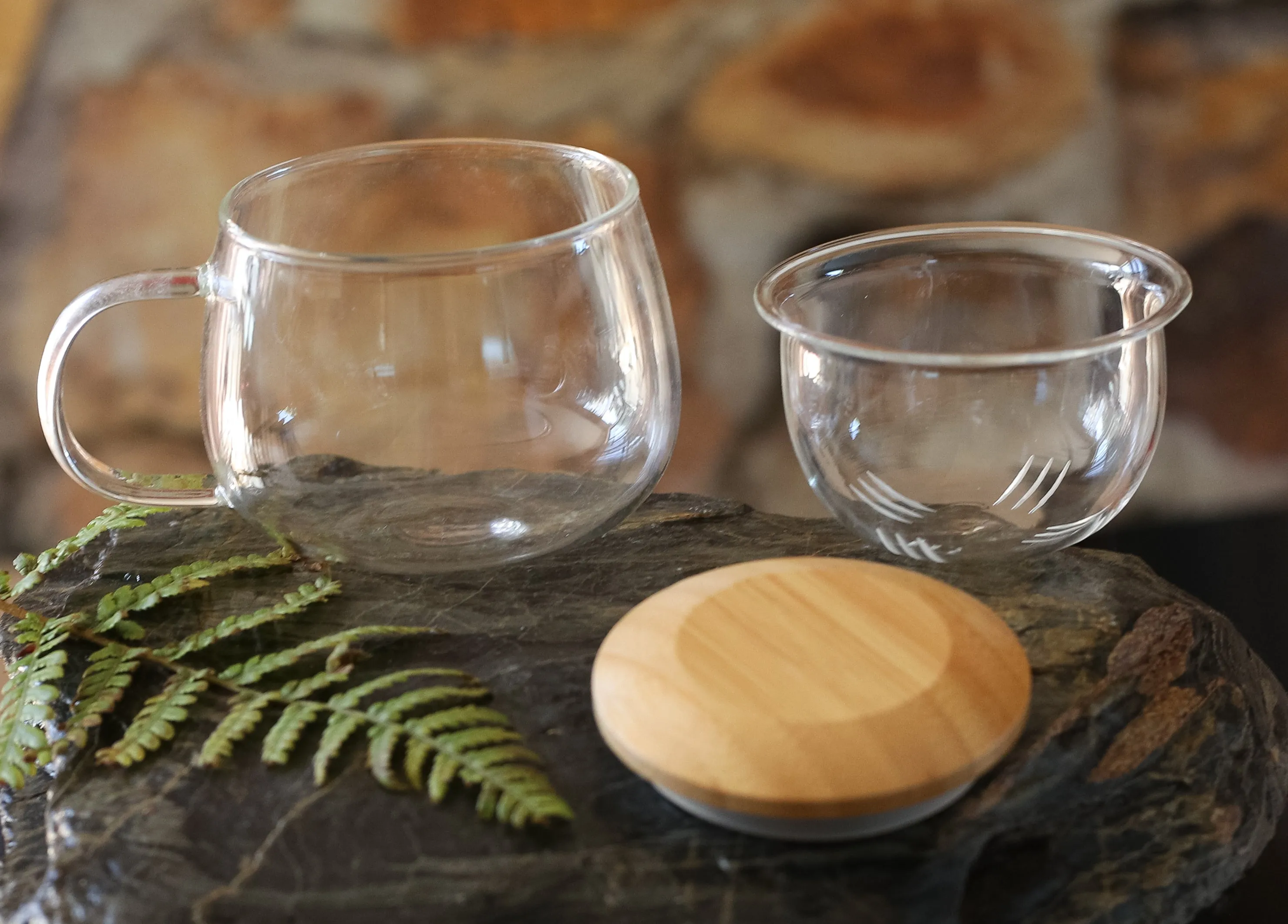 Glass Tea Cup Infuser With Bamboo Lid