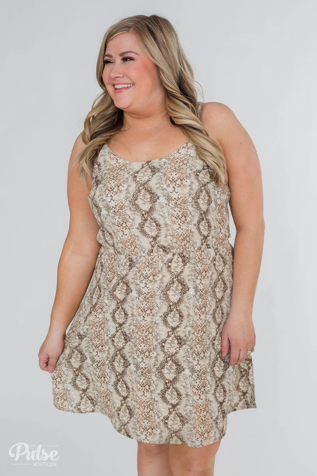 Going to be Bold Printed Dress- Beige