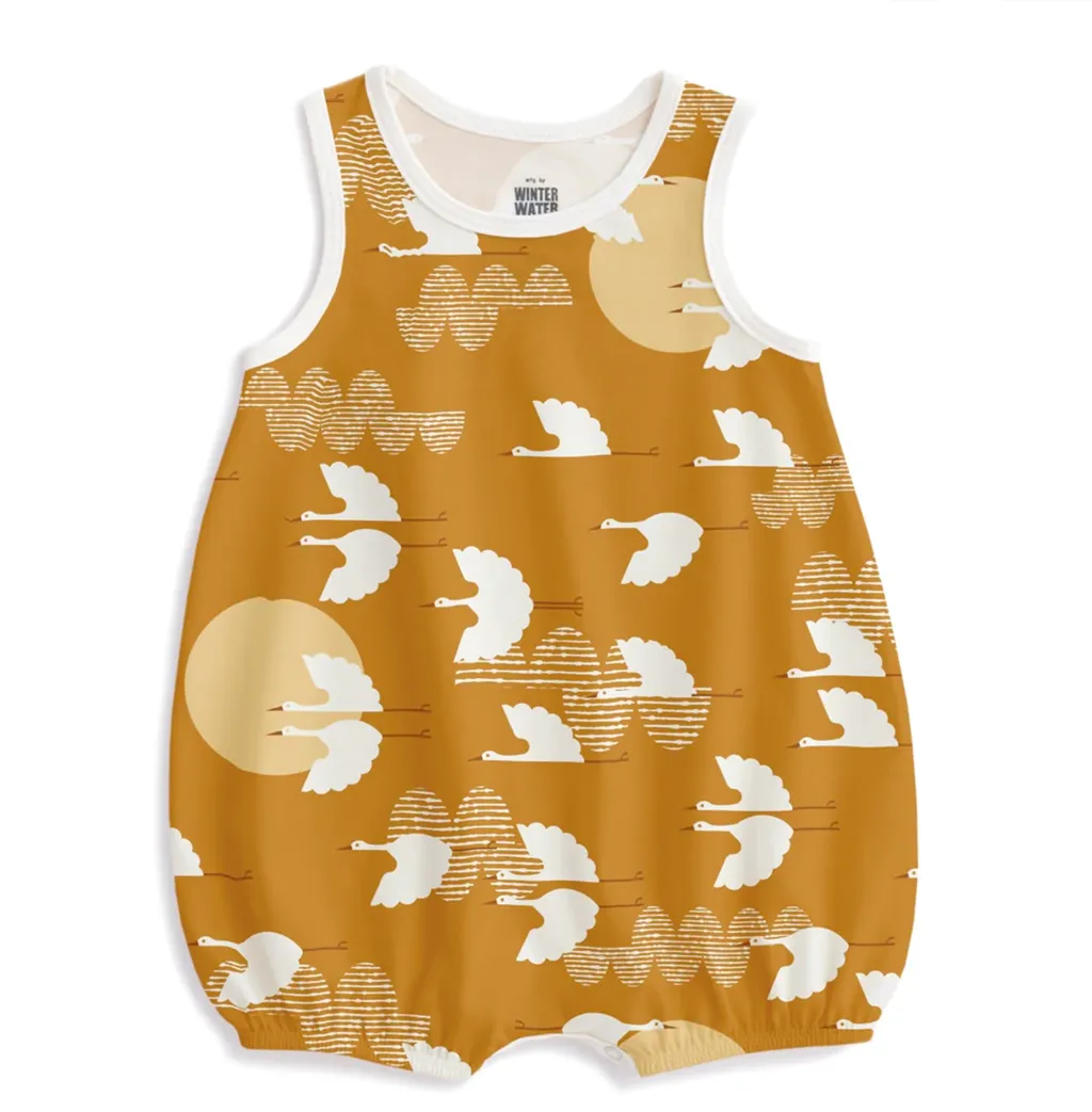 Gold Cranes Romper
