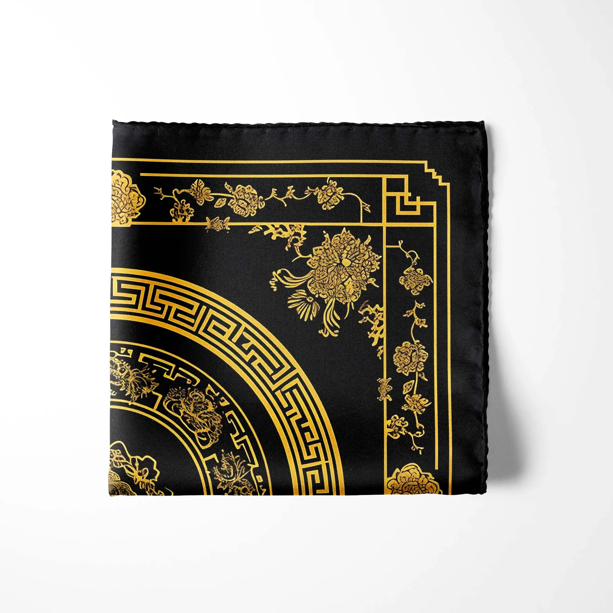GOLDEN BAROQUE SILK POCKET SQUARE