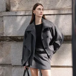 Gray Wool Mini Skirt