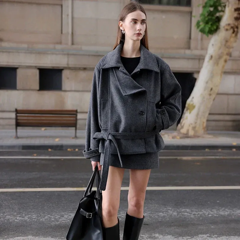 Gray Wool Mini Skirt