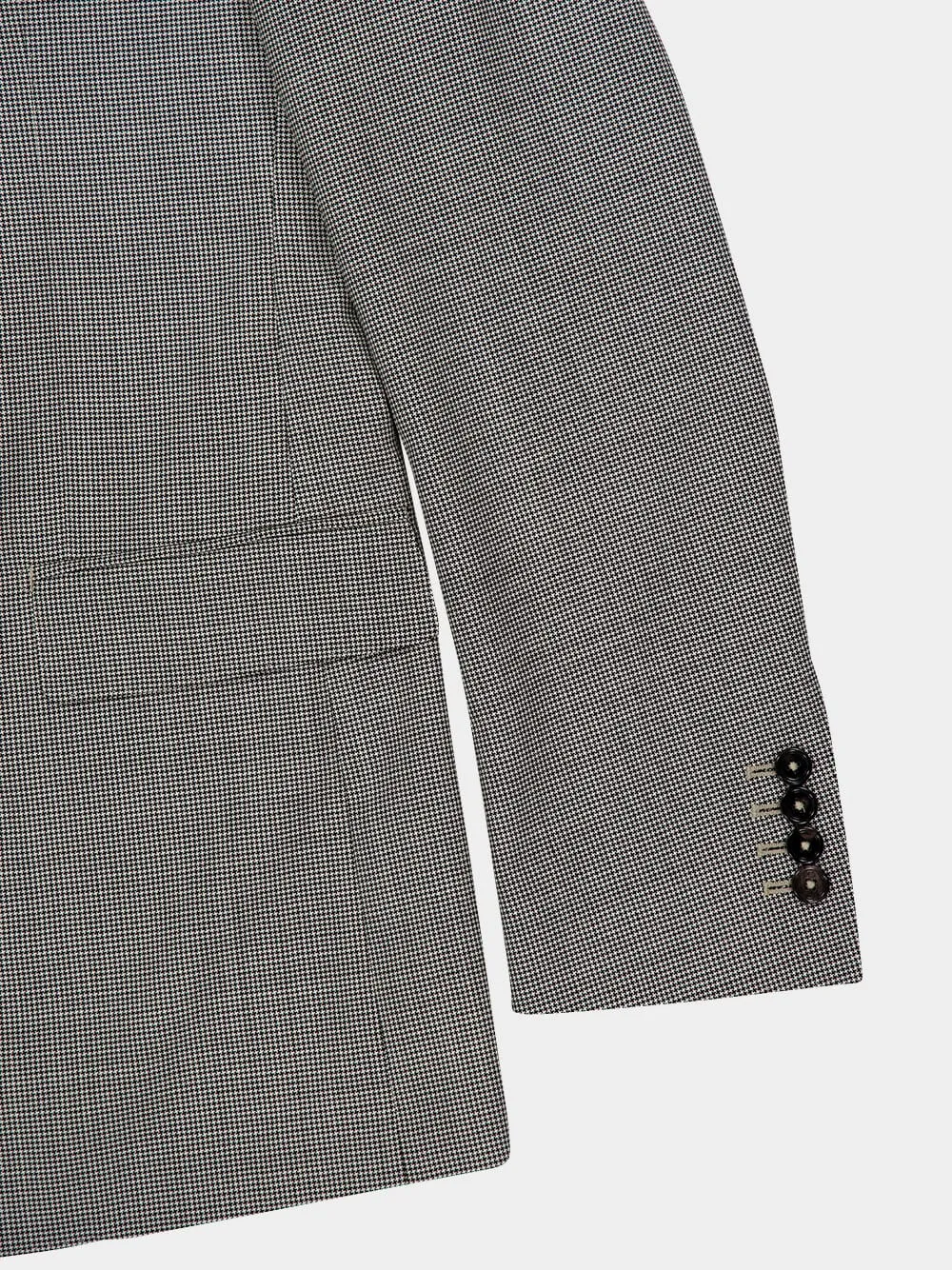 Grey Double-Breasted Houndstooth Wool Jacket