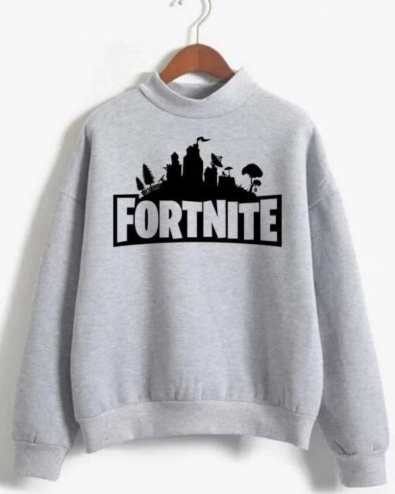 GREY FORTNITE Sweatshirt Sweat Shirt O Neck Full Sleeves Casual Tshirt FOR WOMEN