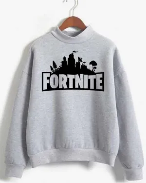 GREY FORTNITE Sweatshirt Sweat Shirt O Neck Full Sleeves Casual Tshirt FOR WOMEN