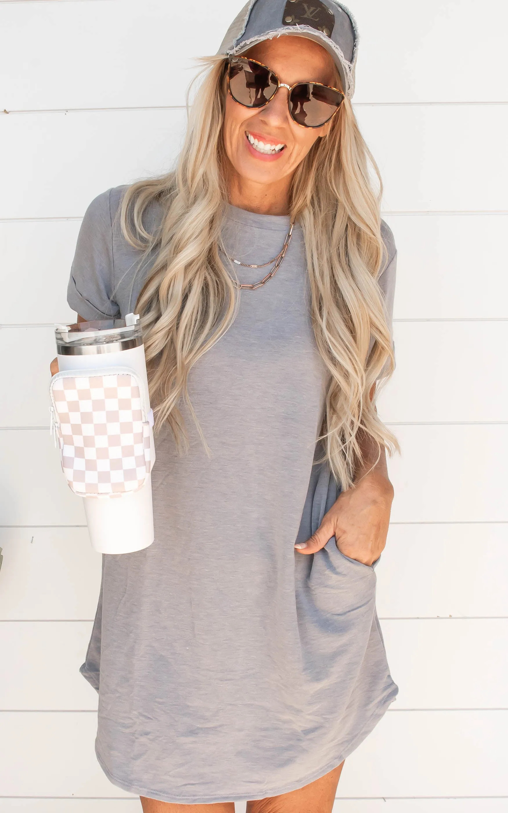 Grey French Terry Pocket T-Shirt Dress - Final Sale