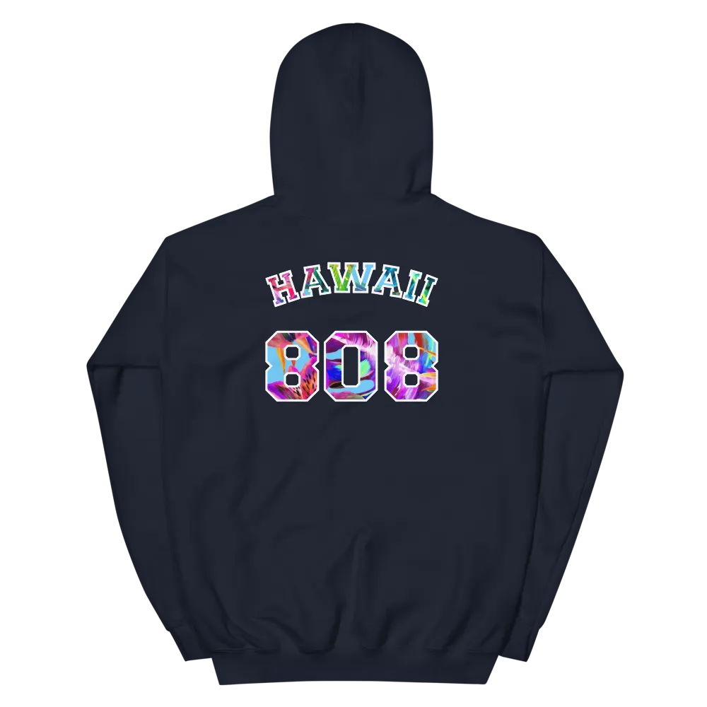 Hawaii 808 - Floral Jersey with White Border (front/back) *ADULT HOODIE*