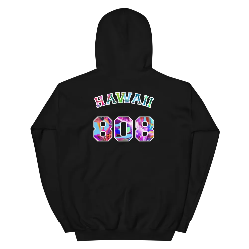 Hawaii 808 - Floral Jersey with White Border (front/back) *ADULT HOODIE*