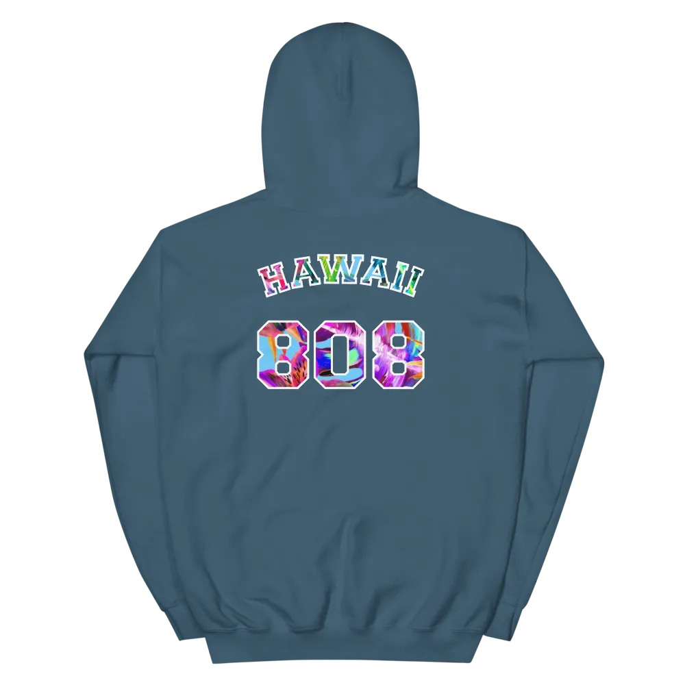 Hawaii 808 - Floral Jersey with White Border (front/back) *ADULT HOODIE*