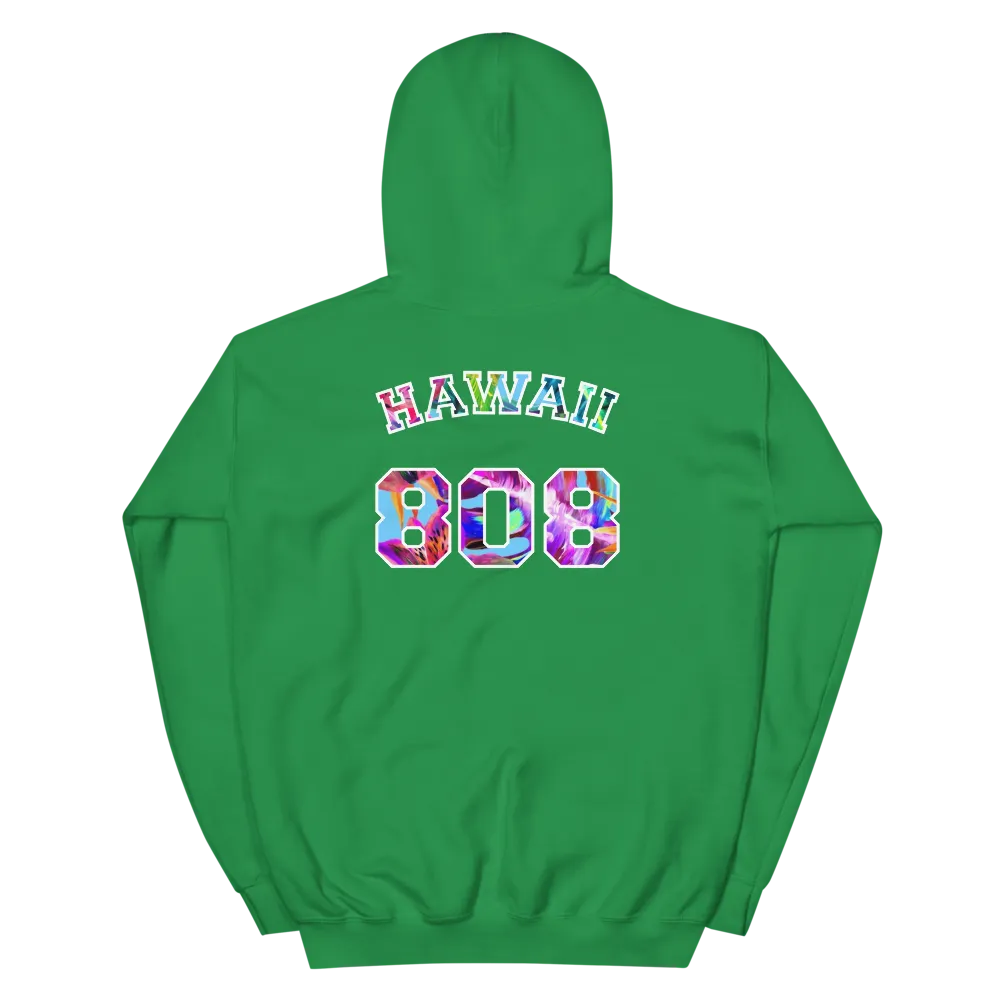 Hawaii 808 - Floral Jersey with White Border (front/back) *ADULT HOODIE*