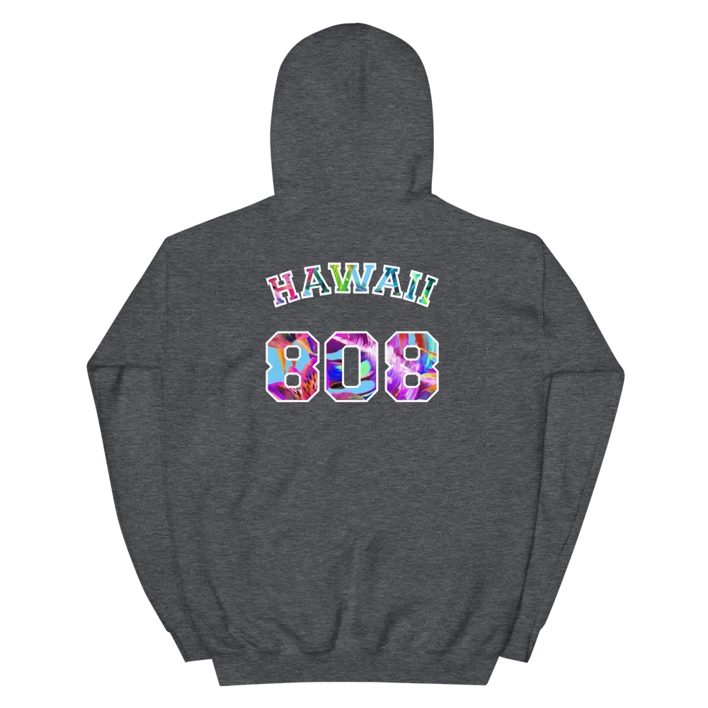 Hawaii 808 - Floral Jersey with White Border (front/back) *ADULT HOODIE*