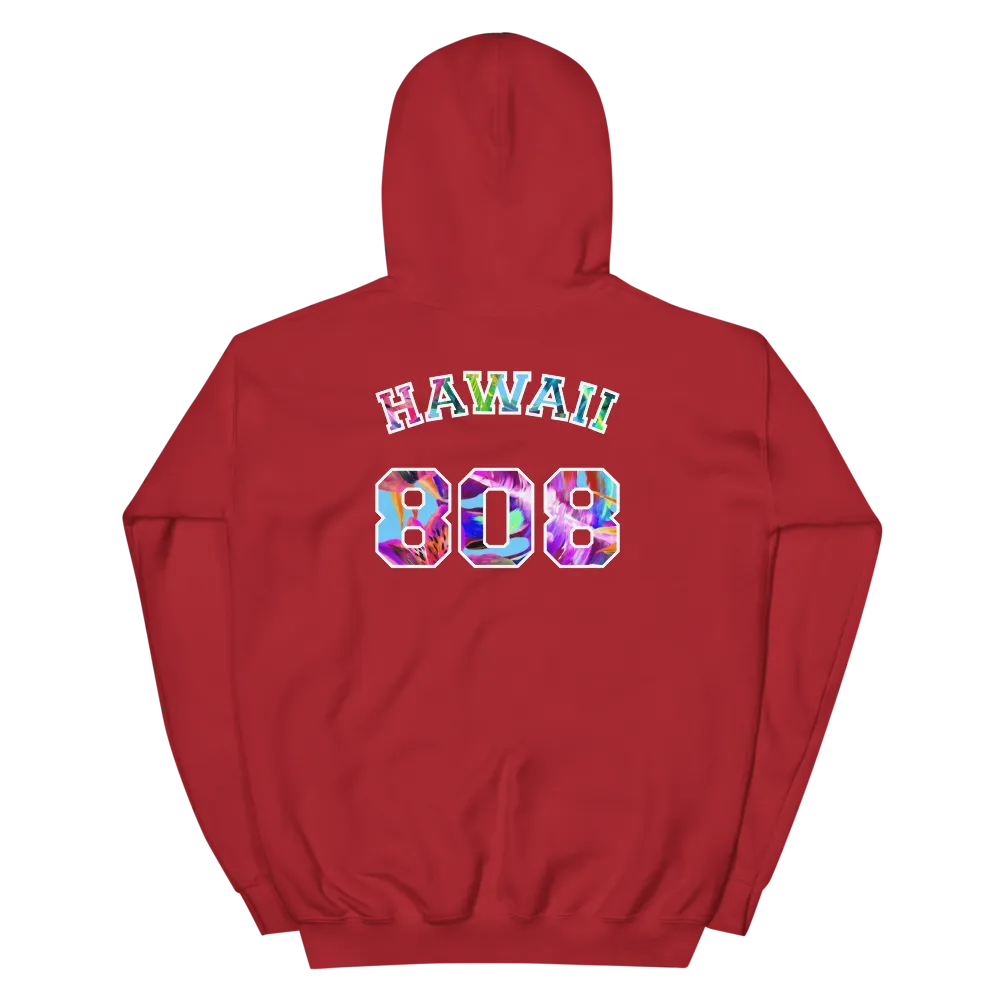 Hawaii 808 - Floral Jersey with White Border (front/back) *ADULT HOODIE*